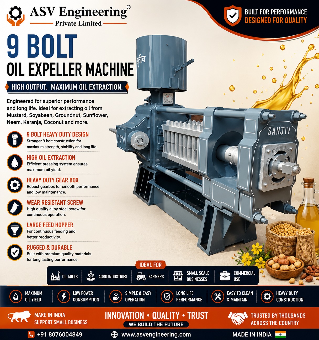 9 Bolt Oil Expeller Machine